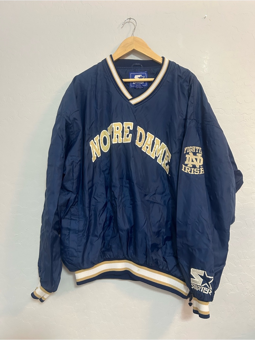 Notre Dame Fighting Irish Jacket Mens 2XL Blue NCAA Football Starter Pullover